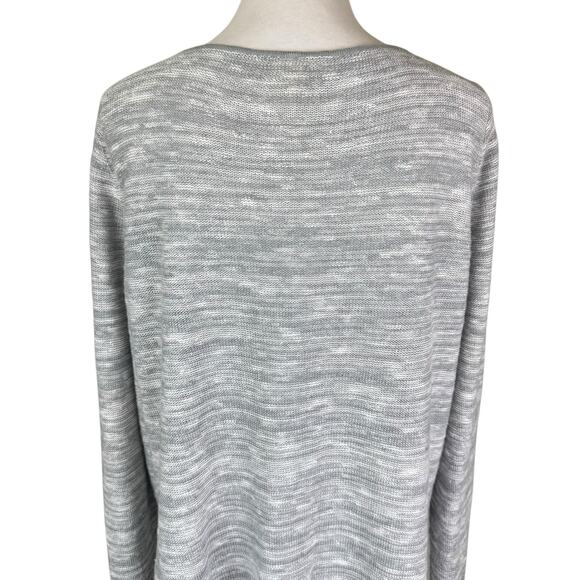 Eileen Fisher Gray Long Sleeve Knit Organic Cotton Linen Blend High Low Shirt - Picture 7 of 11